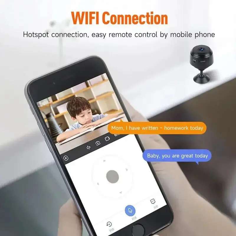 A9 HD كاميرات مراقبة ذكية مزودة بخاصية WiFi وكاميرات فيديو مزودة بمستشعر وفيديو ويب وأمن منزلي وأمان لاسلكي 