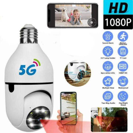 Bulb Surveillance Camera Night Vision Wireless 360° Wifi IP PTZ Outdoor Camera